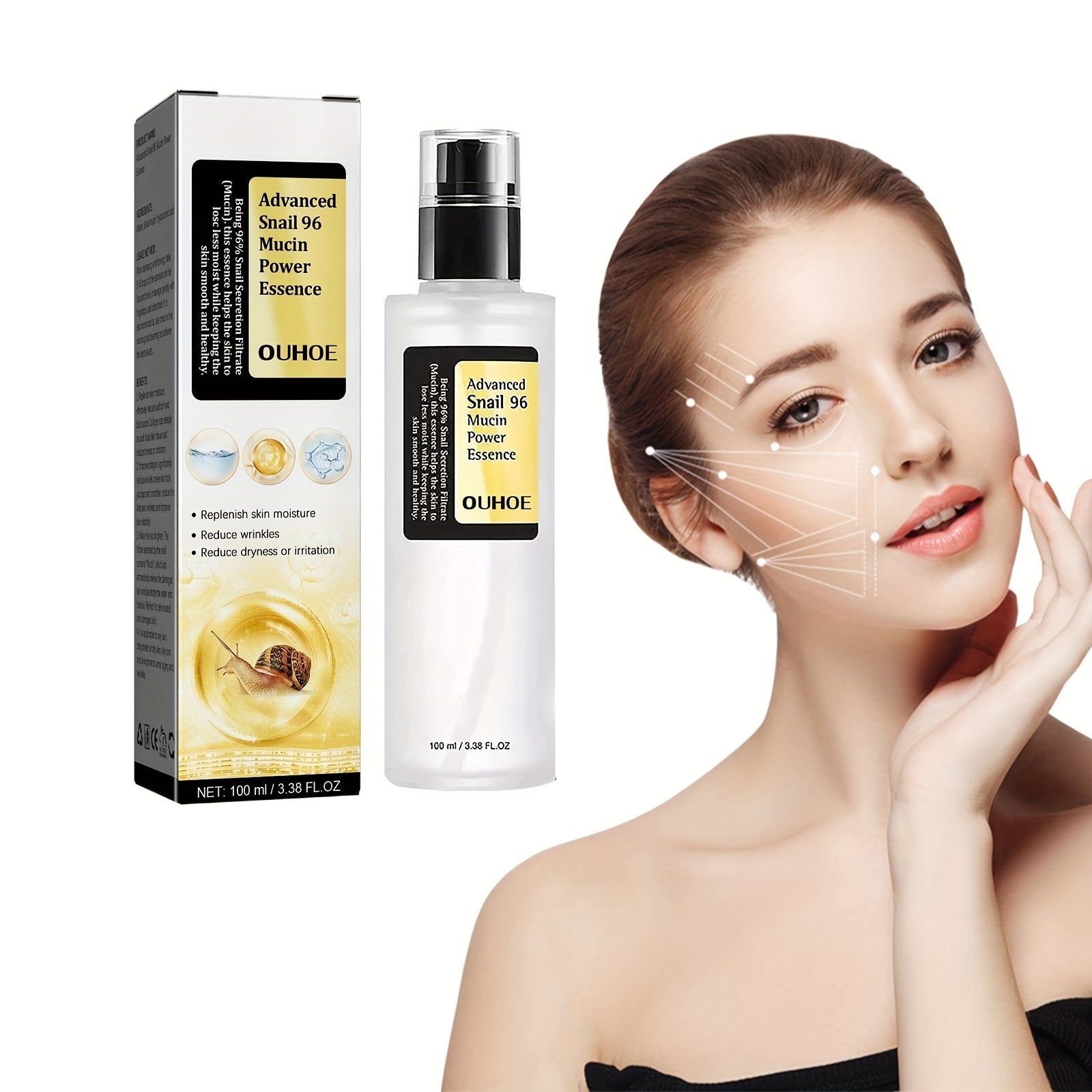 Snail Mucin Power Essence Moisturizer, 100ml Snail Mucin Essence Repairing Hyaluronic Acid Essence, Hydrating Serum For Face With Snail Secretion Filtrate For Dark Spots And Fine Lines Snail Mucin Power Essence Moisturizer, 100ml Snail Mucin Essence Repairing Hyaluronic Acid Essence, Hydrating Serum For Face With Snail Secretion Filtrate For Dark Spots And Fine Lines